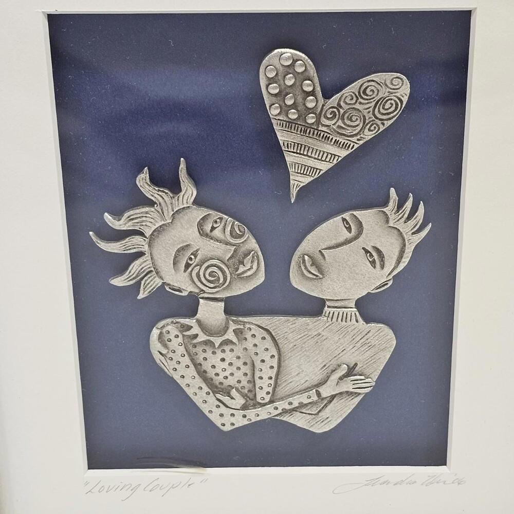 Leandra Drumm Loving Couple Wall Hanging Framed Pewter Art - Picture 4 of 9